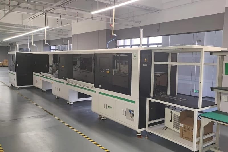 Automated 18650 battery pack production line at PKDL factory