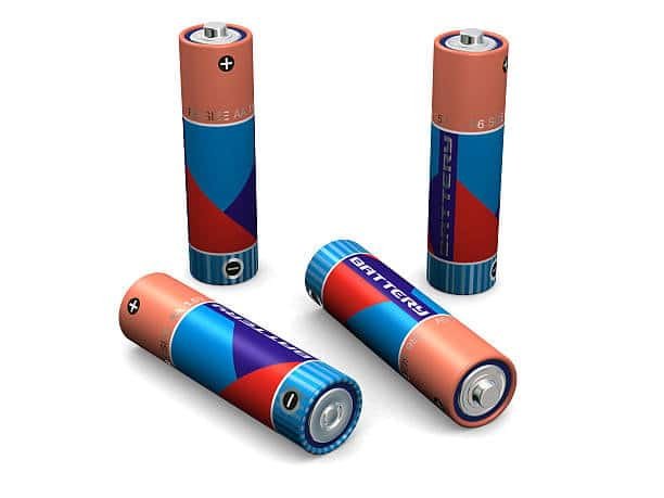 Various colorful AA batteries ready to be connected to achieve 12V