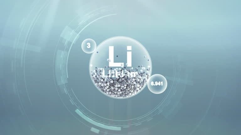 Digital illustration of lithium element related to battery composition