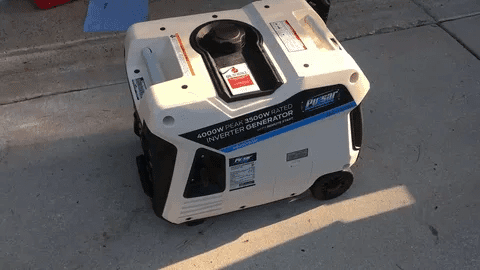 White 4000 watt inverter generator with 3500 running watts capacity.