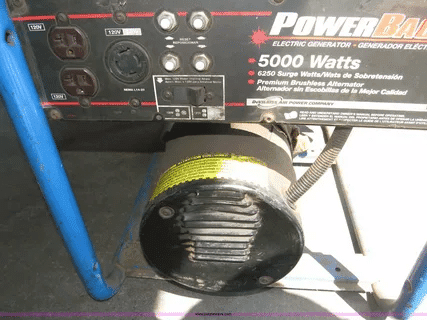5000 watt generator control panel showing outlets and switches.