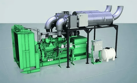 Large Cummins Tier 4 diesel generator with selective catalytic reduction and diesel particulate filter system.