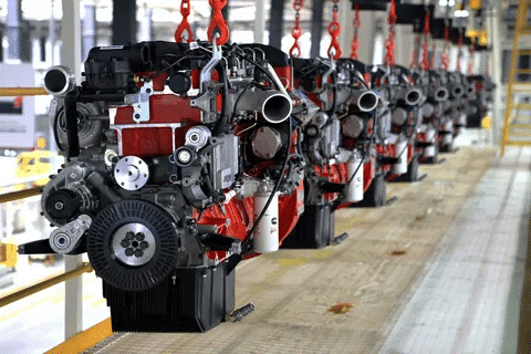 Cummins diesel engines on assembly line