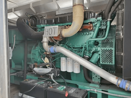 Diesel generator engine showing components, filters, and piping for extended service life