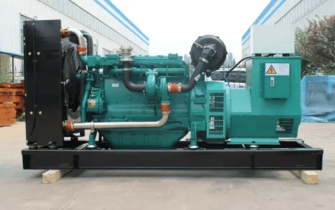 Large diesel generator installed outdoors for industrial power and long service life