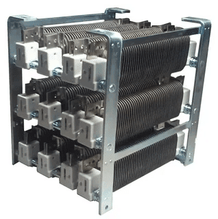 Detailed view of resistor element assembly structure for load bank design