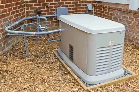 Standby generator installation outside a home to provide emergency backup power