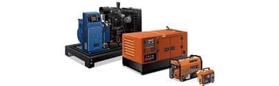 Group of portable and industrial generators suitable for residential, commercial, and industrial applications.