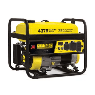 Champion portable 3500 running watt generator with multiple outlets for home and RV use.