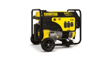 Champion 5000 watt portable generator with multiple outlets.