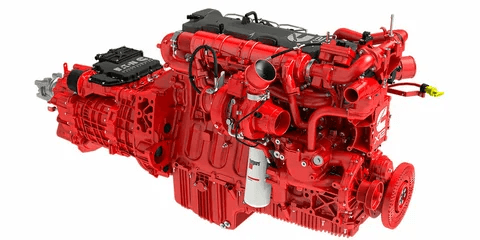 Cummins red engine with transmission system