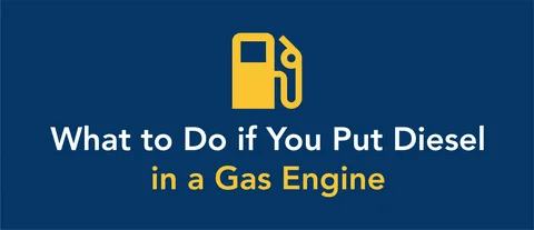 Banner text explaining what to do if diesel is accidentally added to a gas engine.
