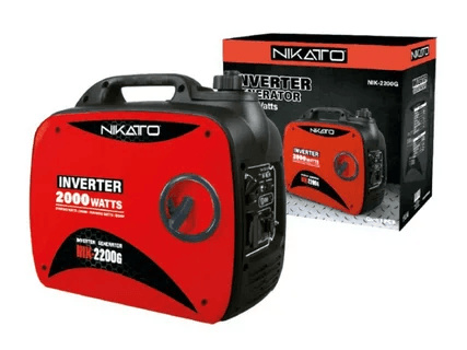 Nikato 2000 watt inverter generator with retail box packaging.