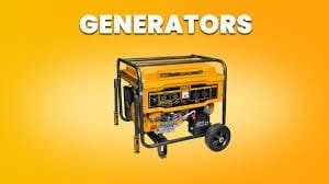 Yellow portable generator on wheels for mobile and emergency power needs.