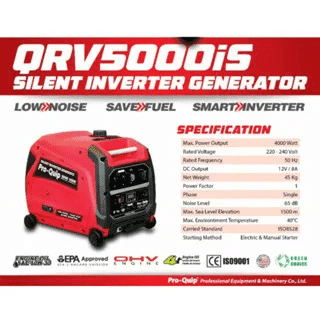5000 watt silent inverter generator with specifications chart