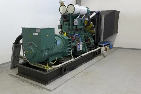 Large standby generator setup inside facility for emergency power