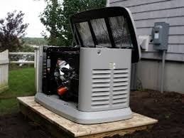Standby diesel generator providing continuous backup power for a home.